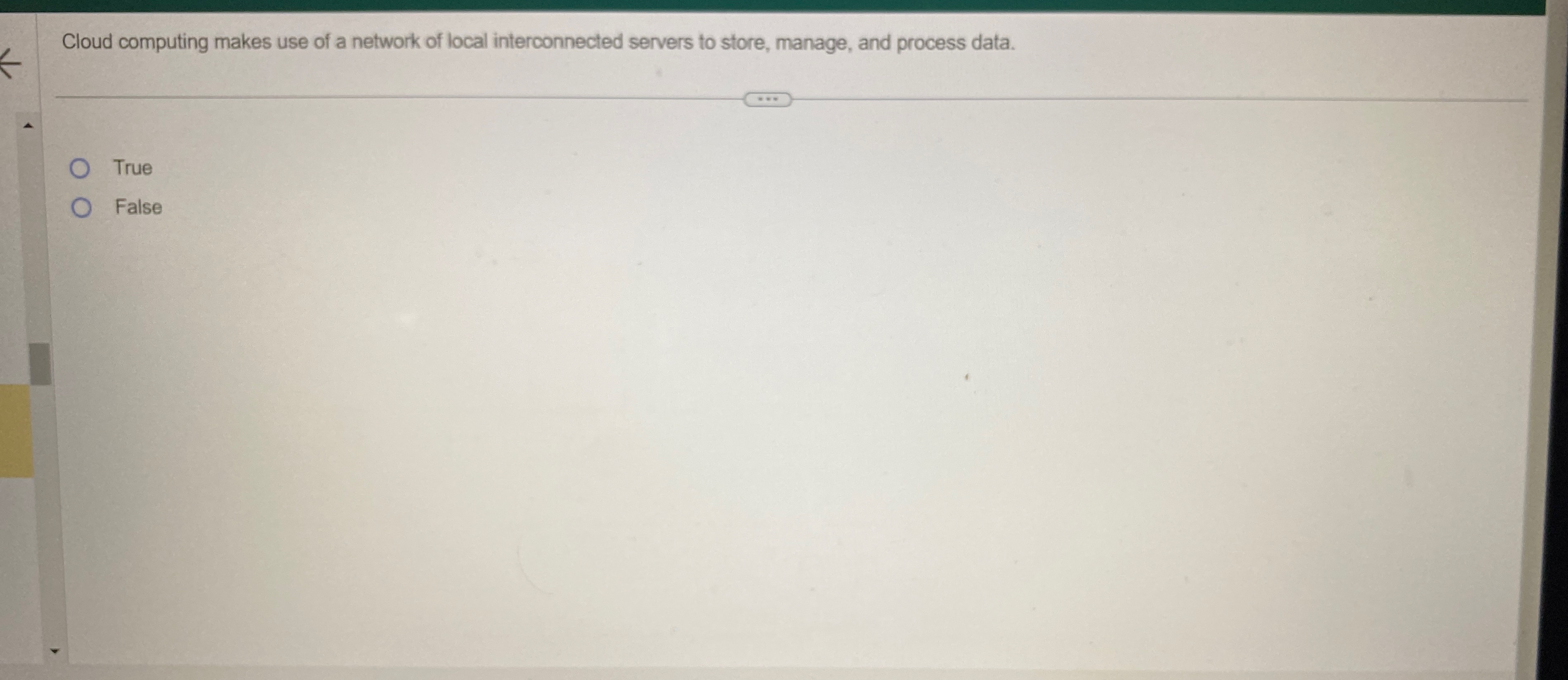Cloud computing makes use of a network of local