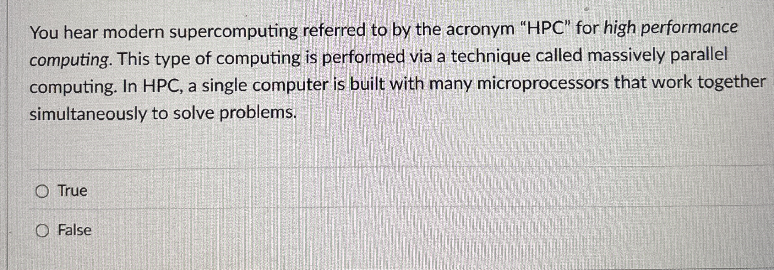 You hear modern supercomputing referred to by the