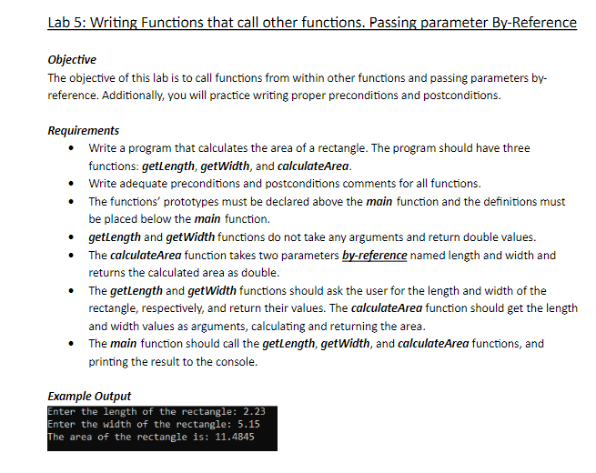 Lab 5 : Writing Functions that call other