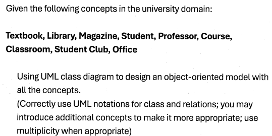 Given the following concepts in the university