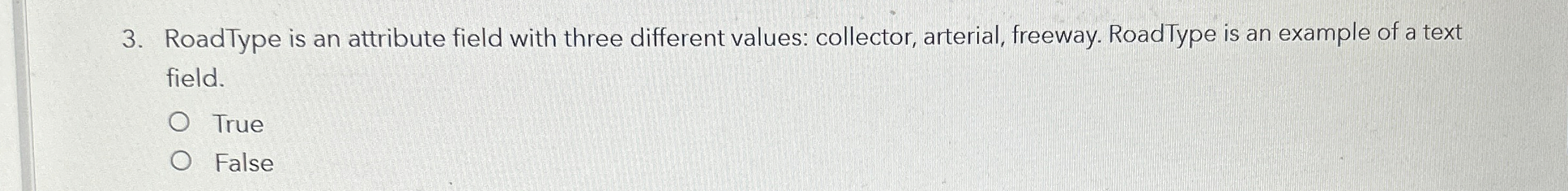 RoadType is an attribute field with three