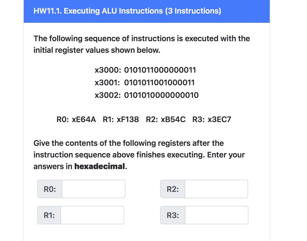 HW 1 1 . 1 . Executing ALU Instructions ( 3