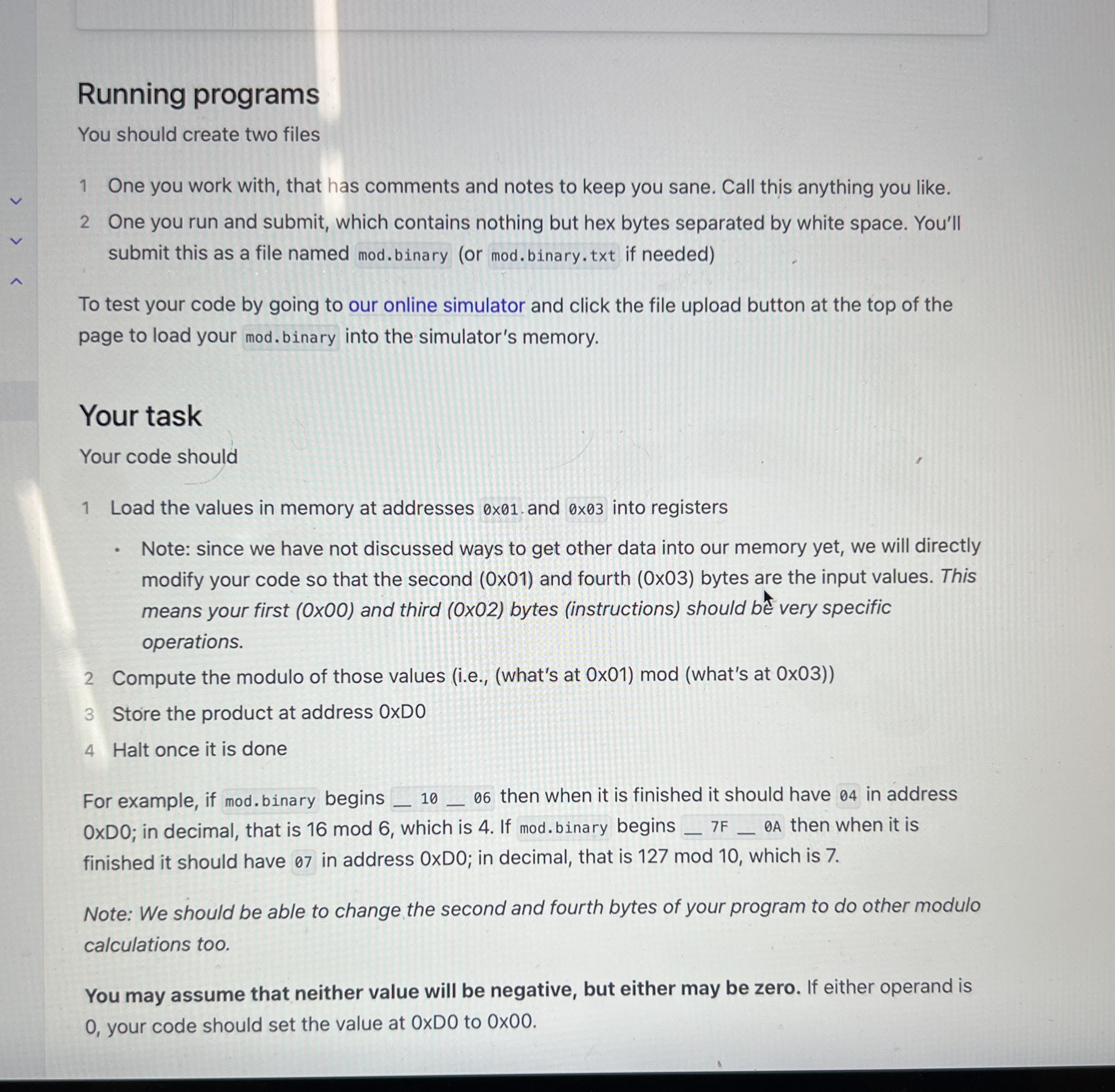 Running programs You should create two files 1