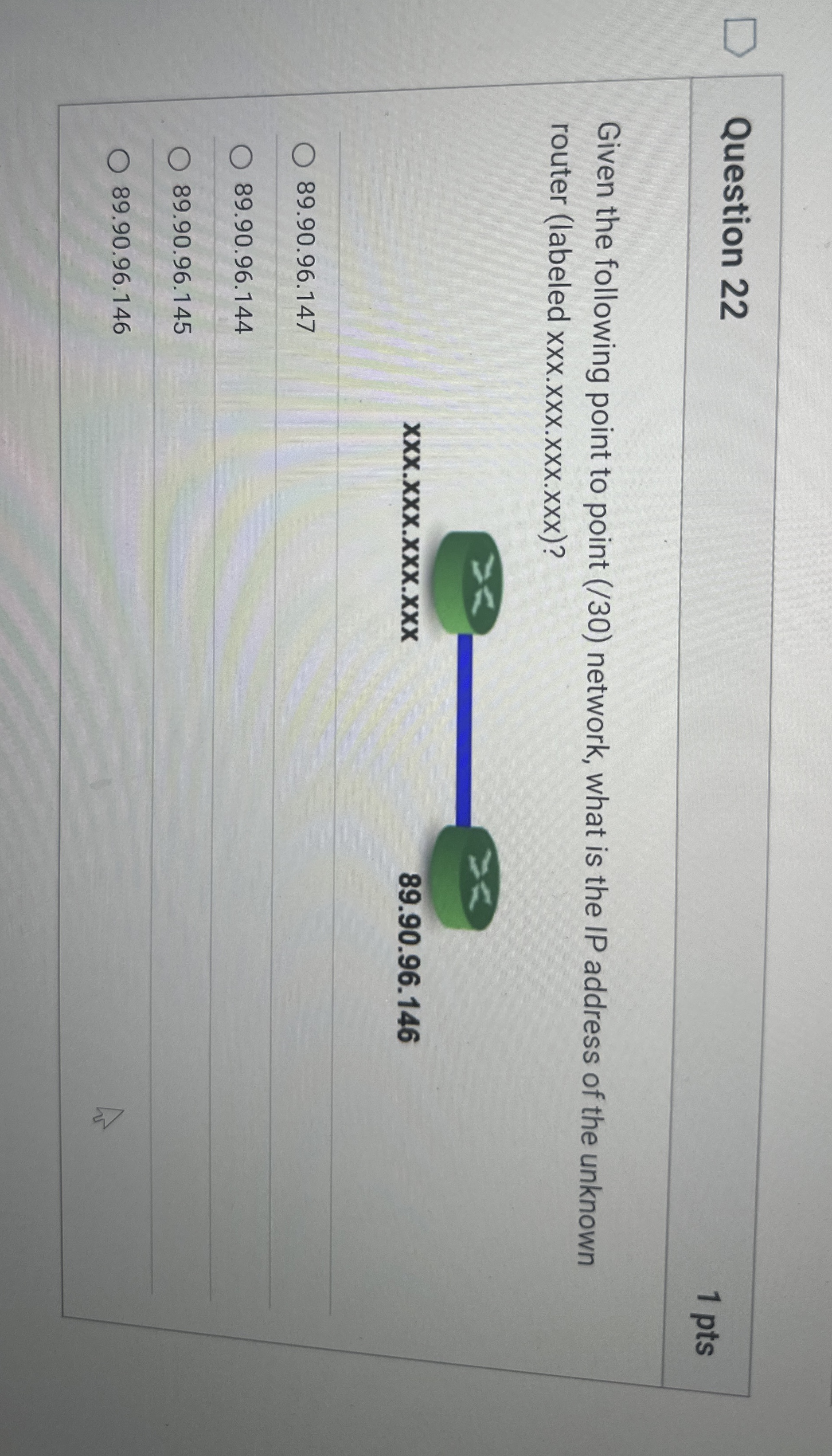 Question 2 2 Given the following point to point (