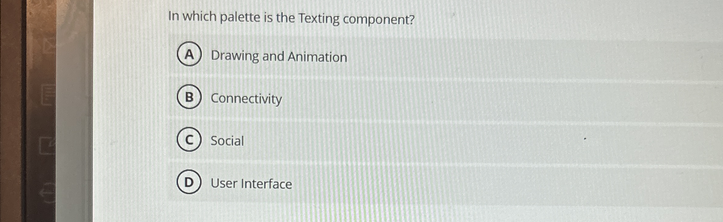 In which palette is the Texting component?