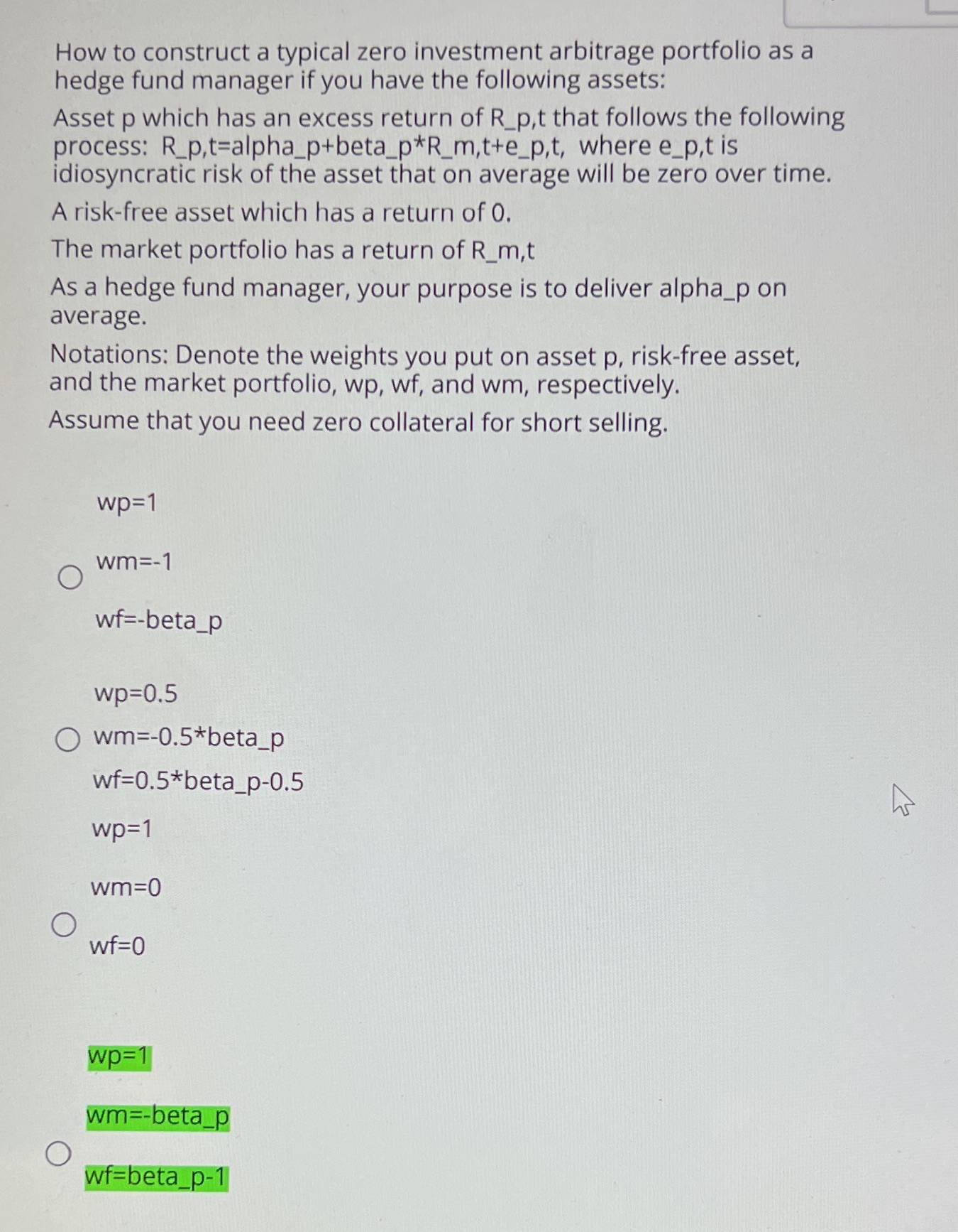 How to construct a typical zero investment