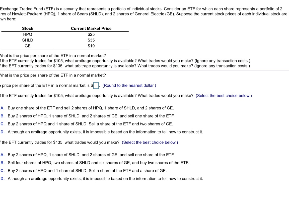 Exchange Traded Fund (ETF) is a security that