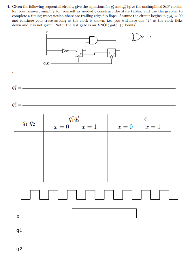 Given the following sequential circuit, give the