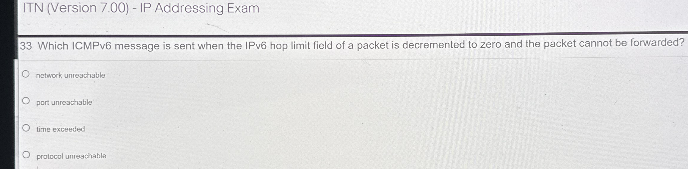 ITN ( Version 7 . 0 0 ) - IP Addressing Exam 3 3