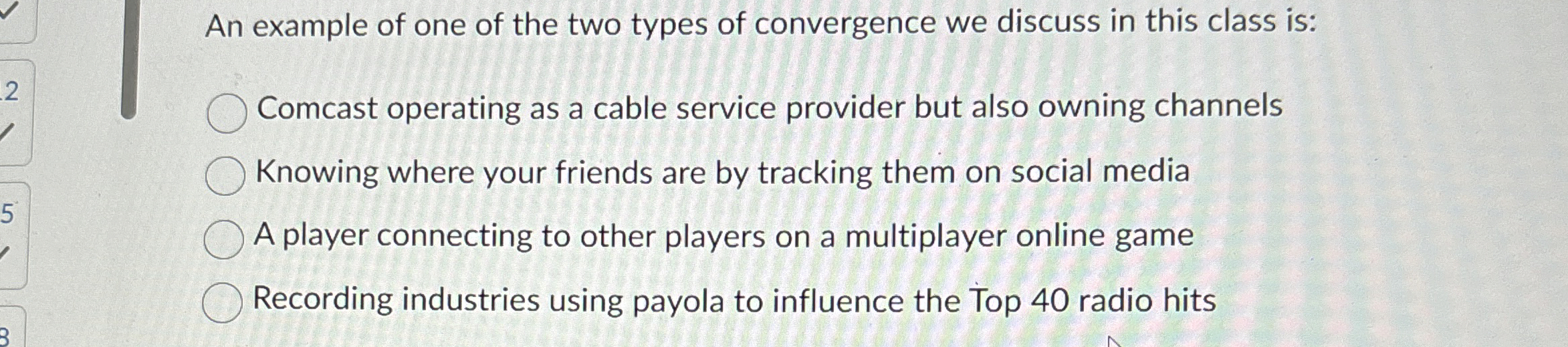 An example of one of the two types of convergence