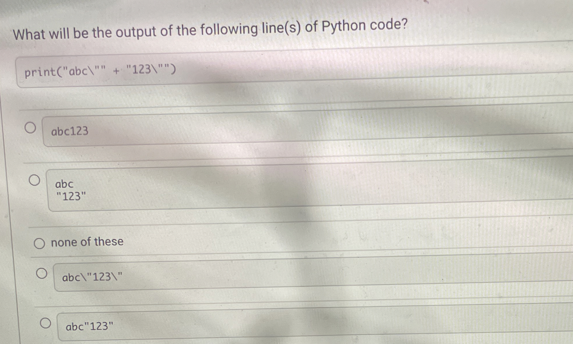 What will be the output of the following line ( s