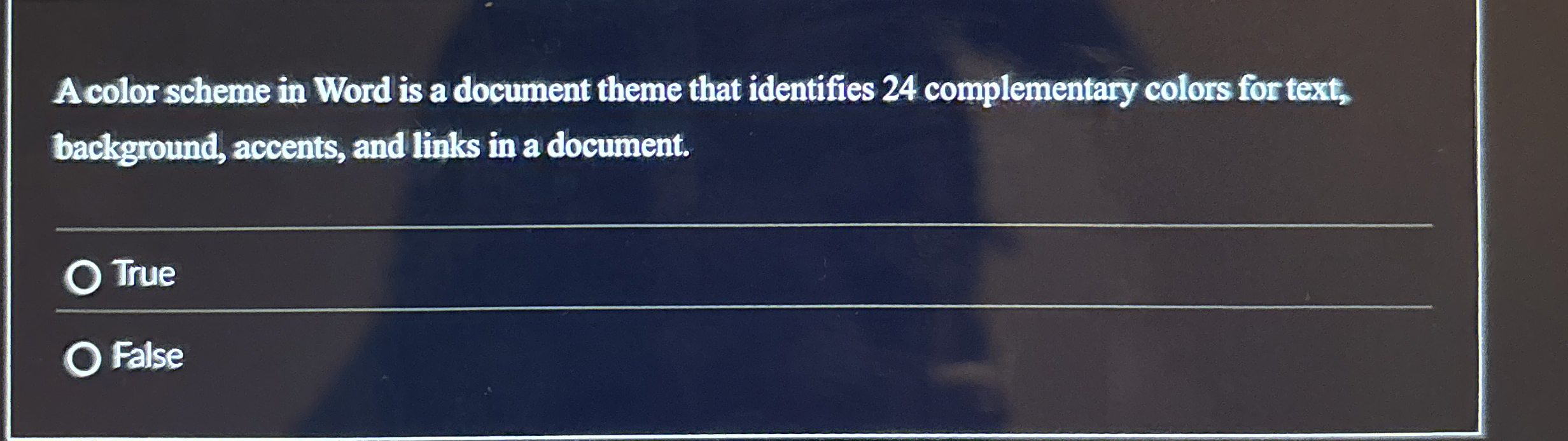 A color scheme in Word is a document theme that