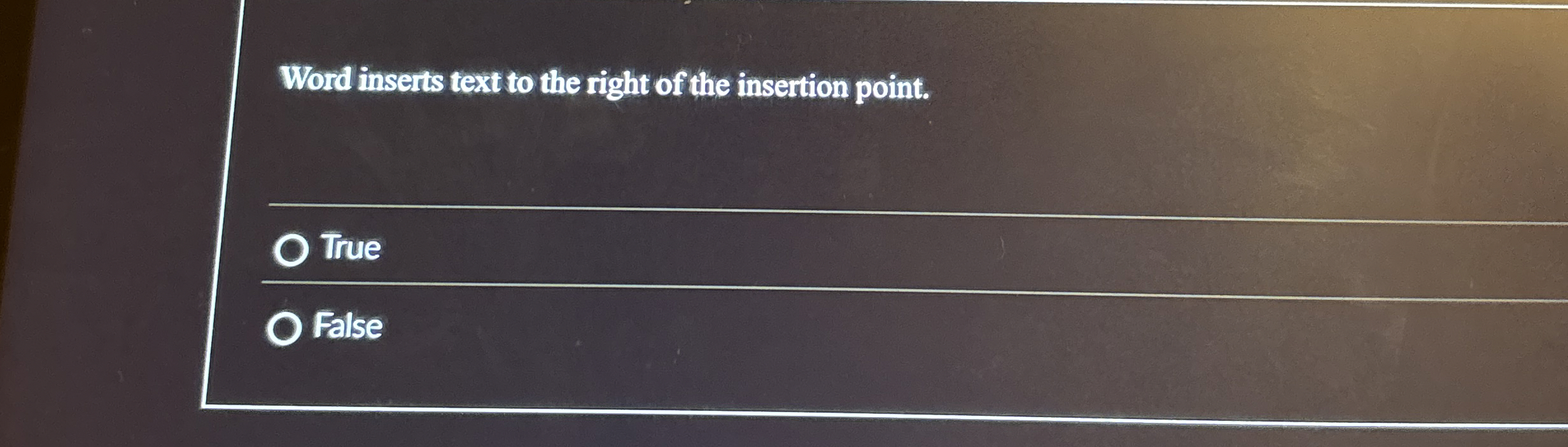 Word inserts text to the right of the insertion