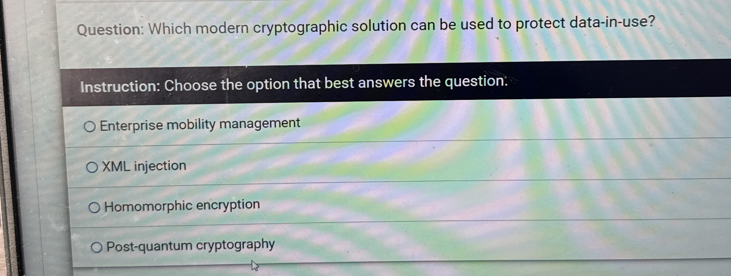 Question: Which modern cryptographic solution can
