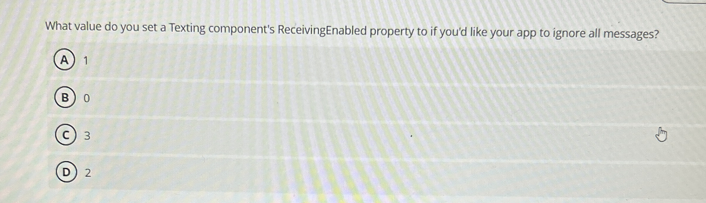 What value do you set a Texting component's