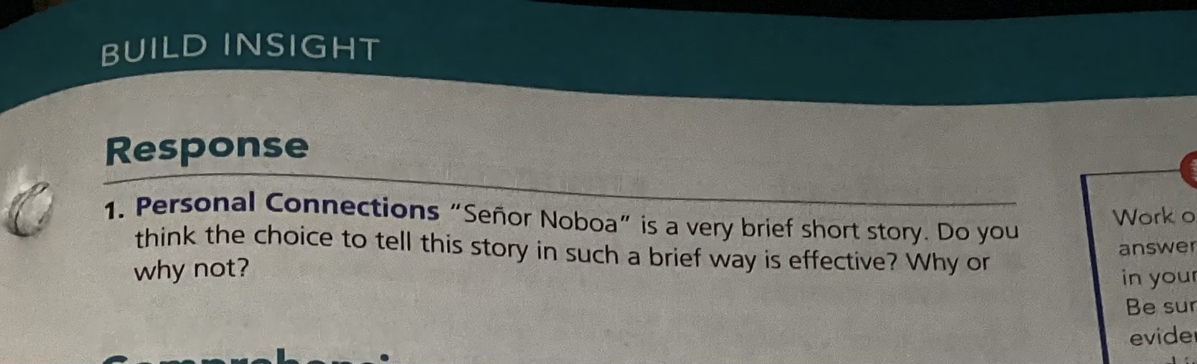Response 1 . Personal Connections " Se or Noboa"