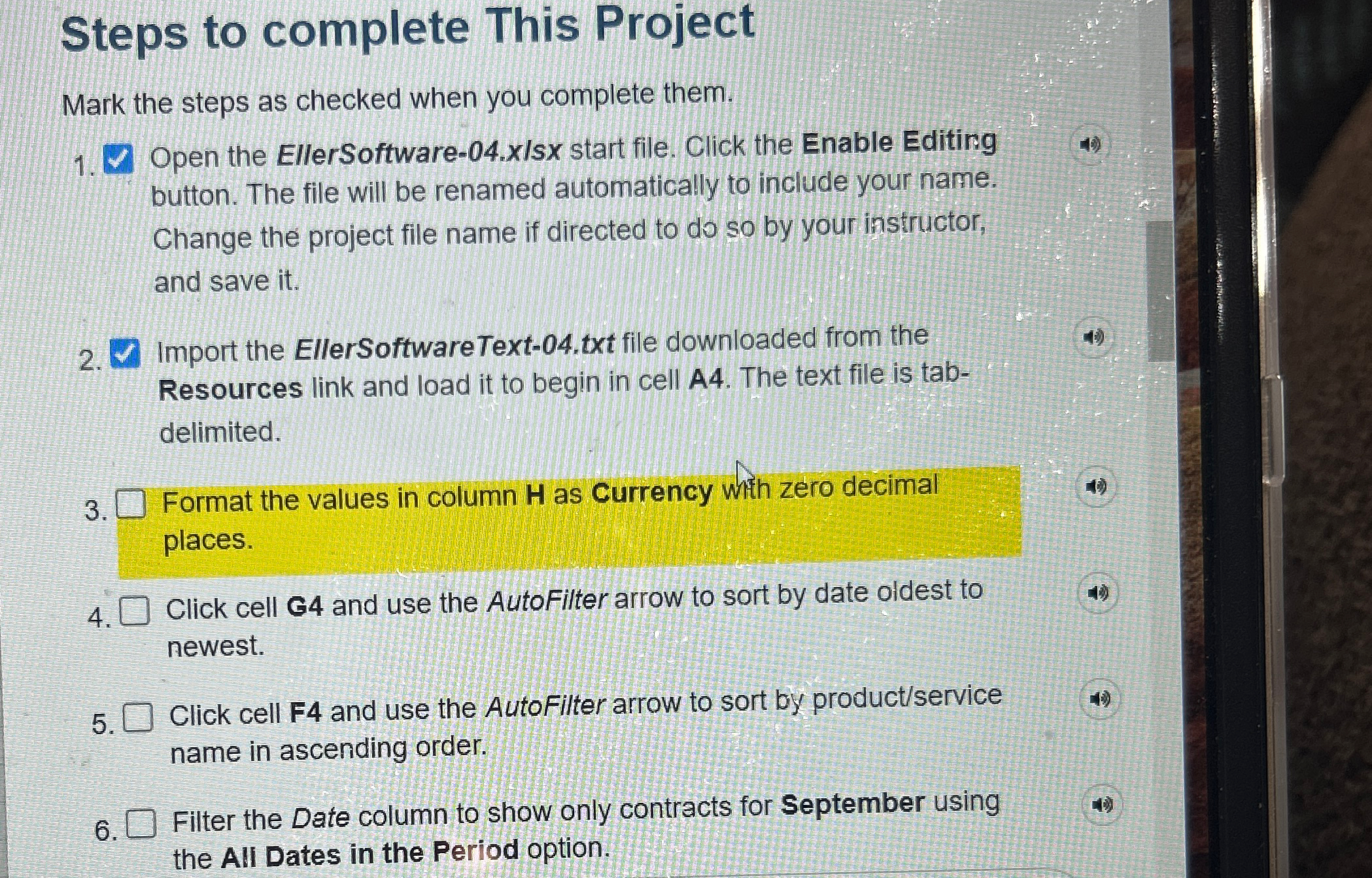 Steps to complete This Project Mark the steps as