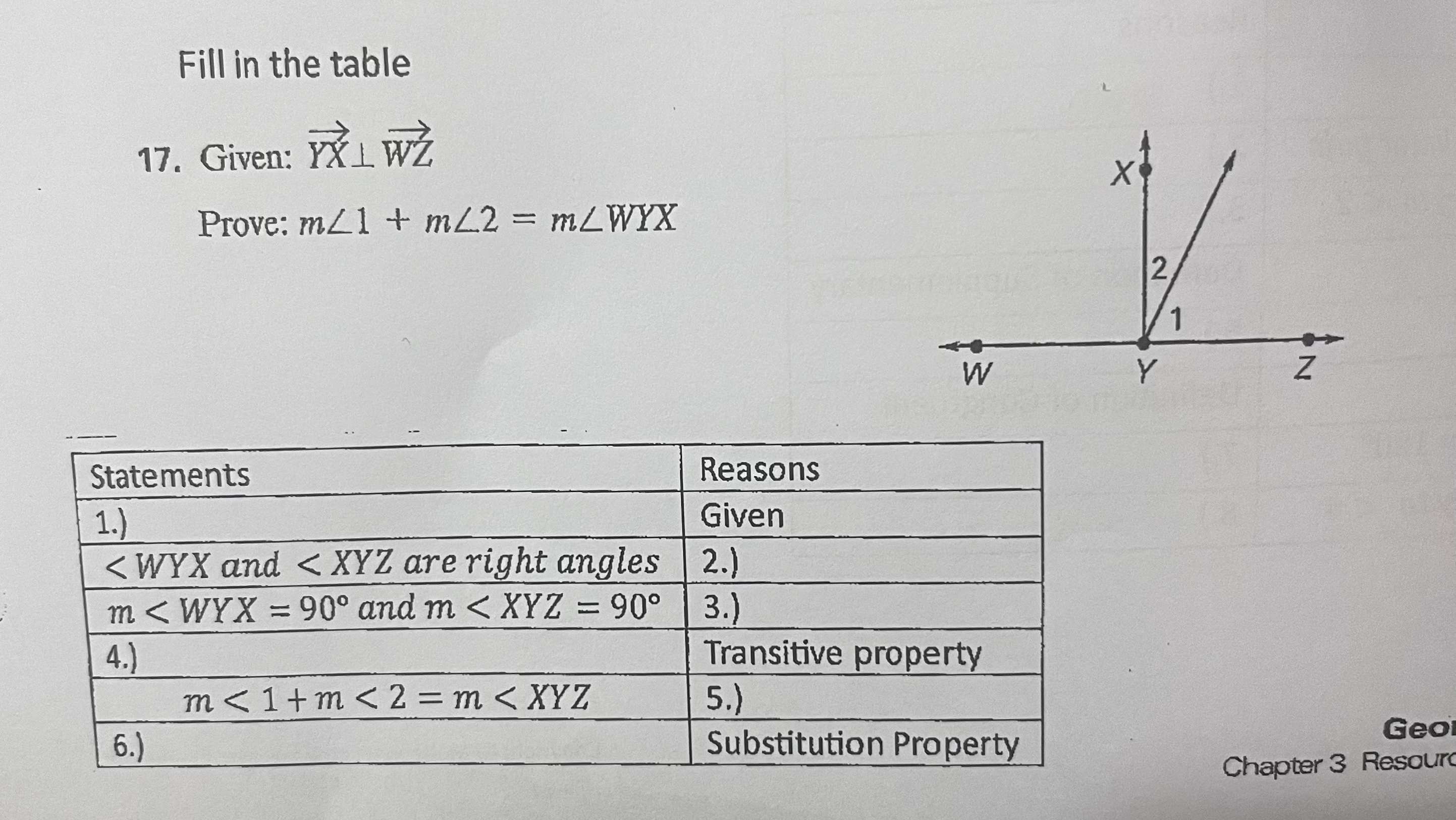 Fill in the table 1 7 . Given: | ) v e c ( W Z )