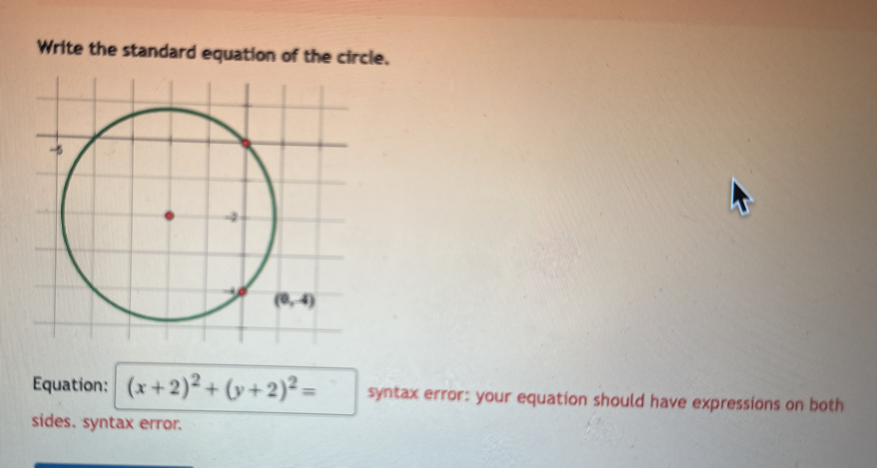 Write the standard equation of the circle.