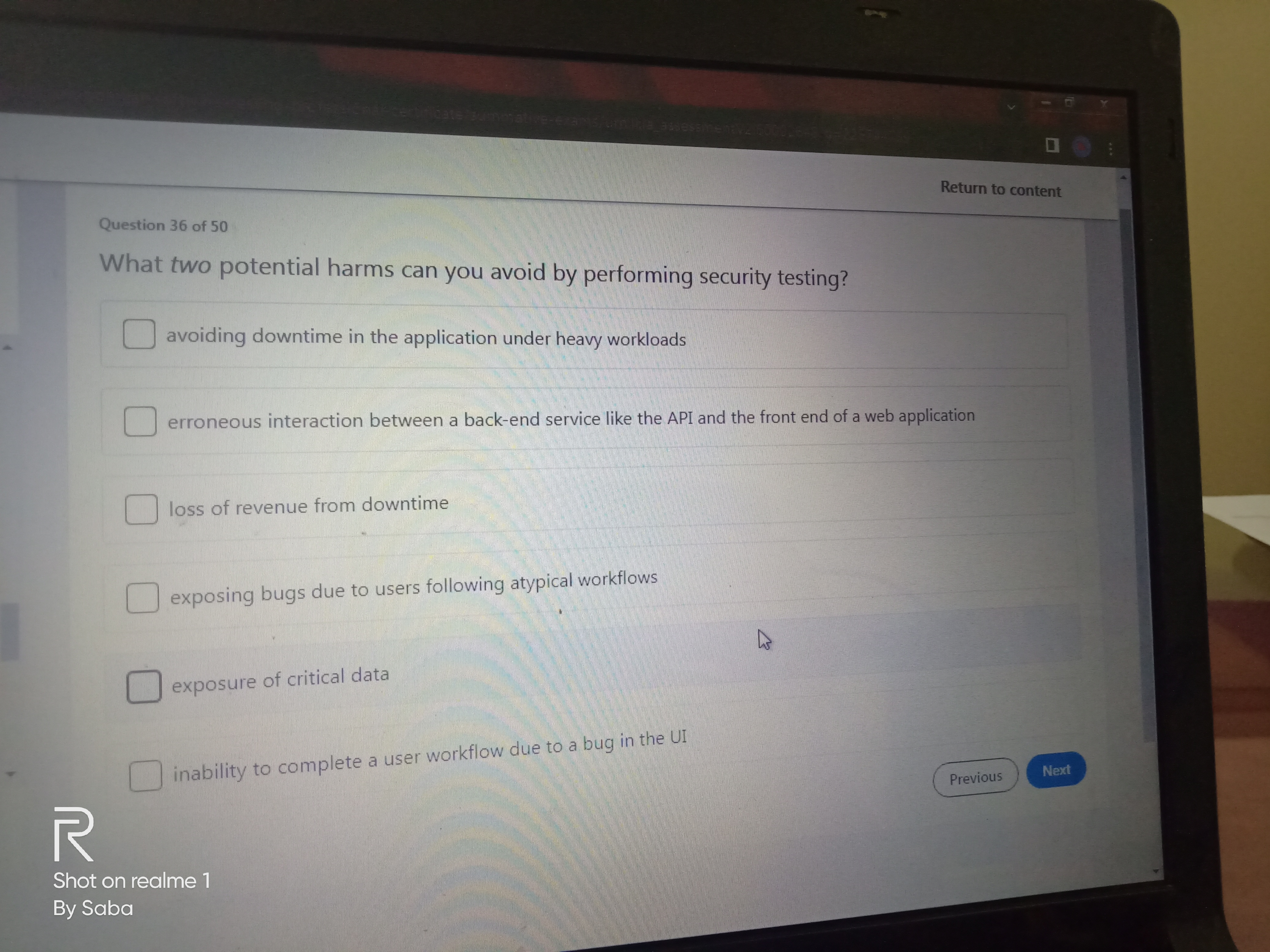 Question 3 6 of 5 0 What two potential harms can