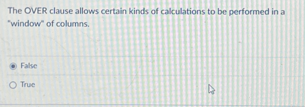 The OVER clause allows certain kinds of