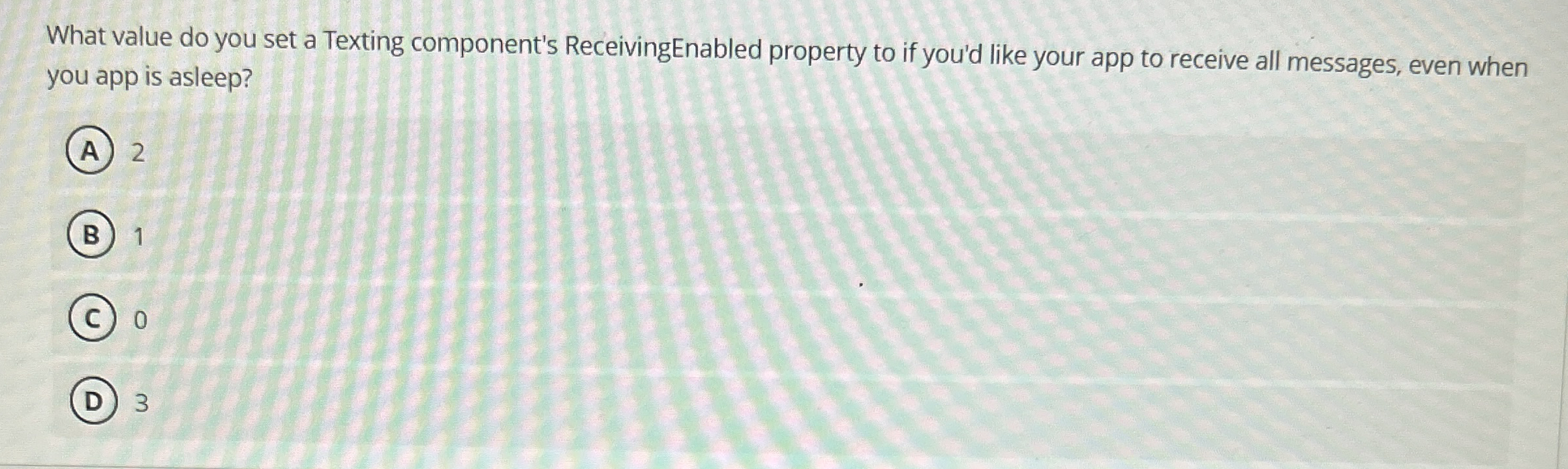 What value do you set a Texting component's