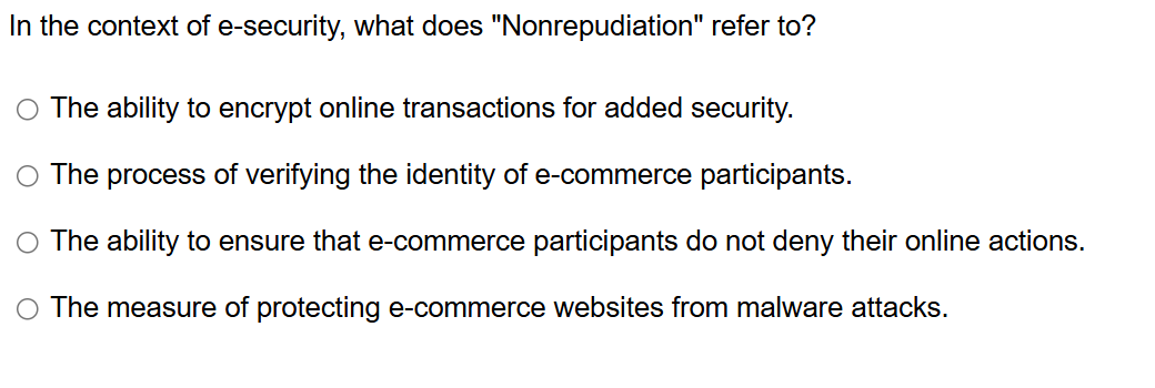 In the context of e - security, what does