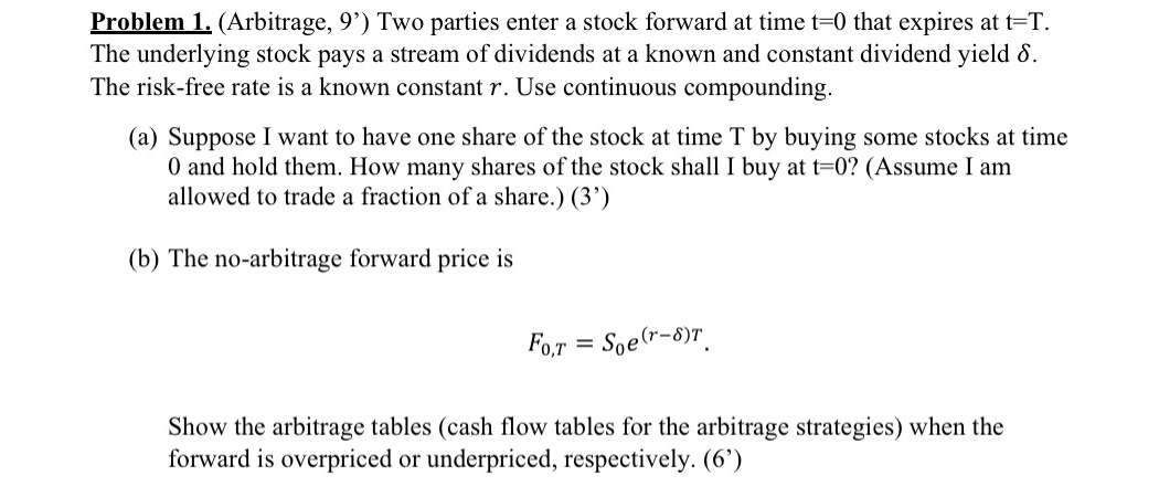 Please answer part b with the arbitrage table