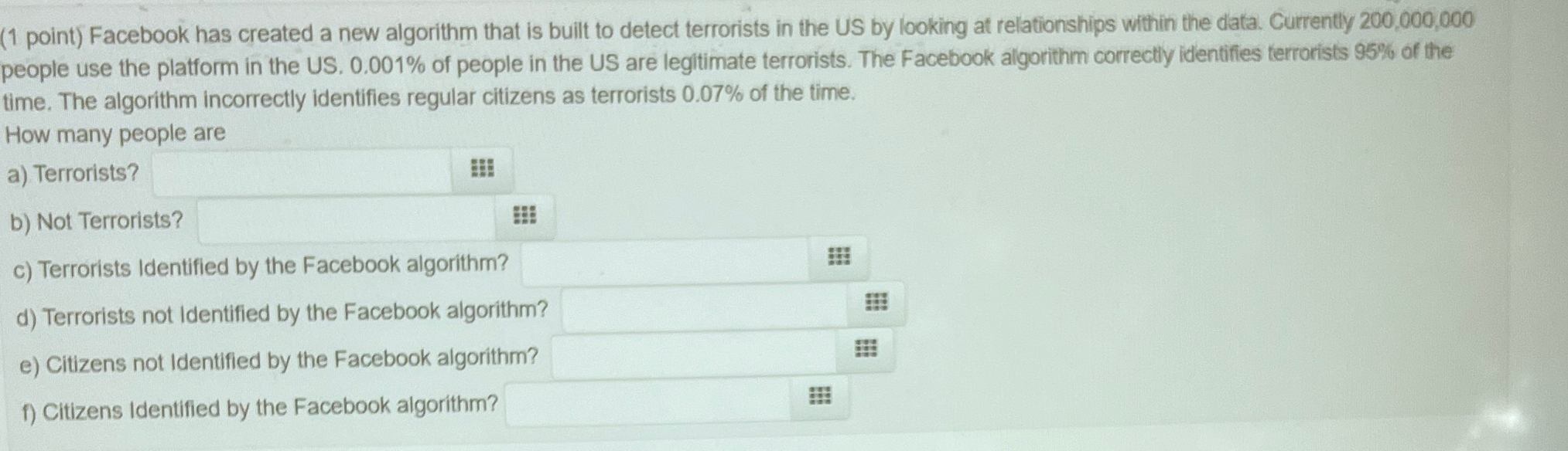 ( 1 point ) Facebook has created a new algorithm