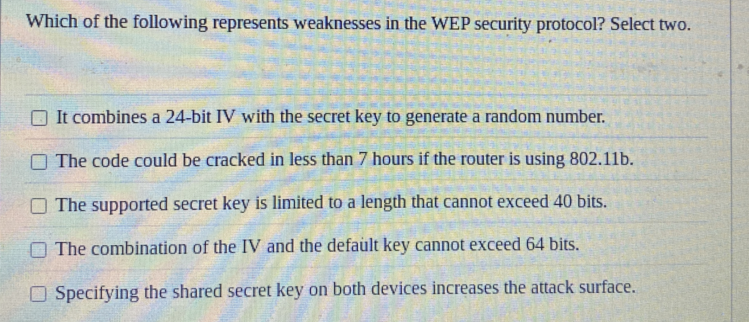 Which of the following represents weaknesses in