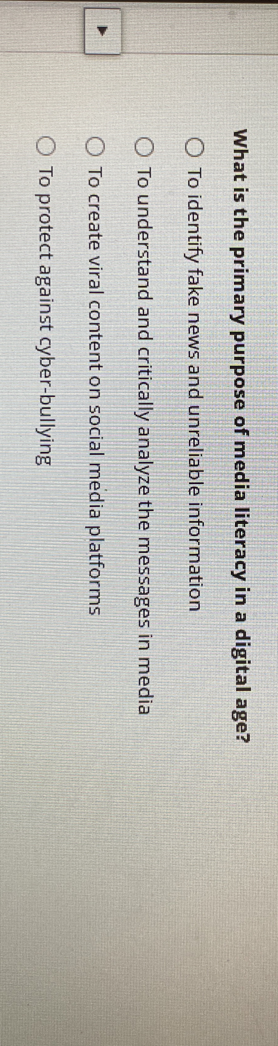 What is the primary purpose of media literacy in