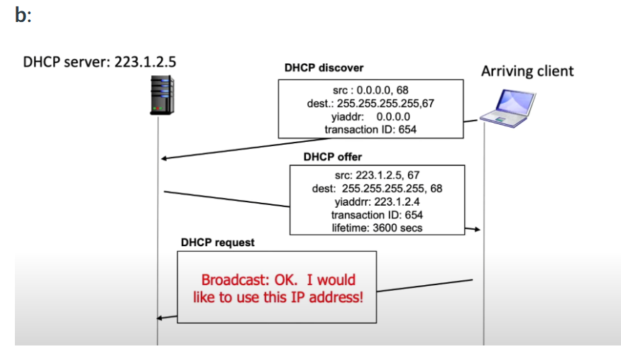 Based on the description, select the correct DHCP