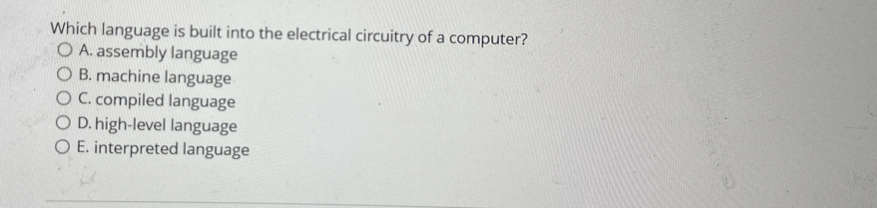 Which language is built into the electrical