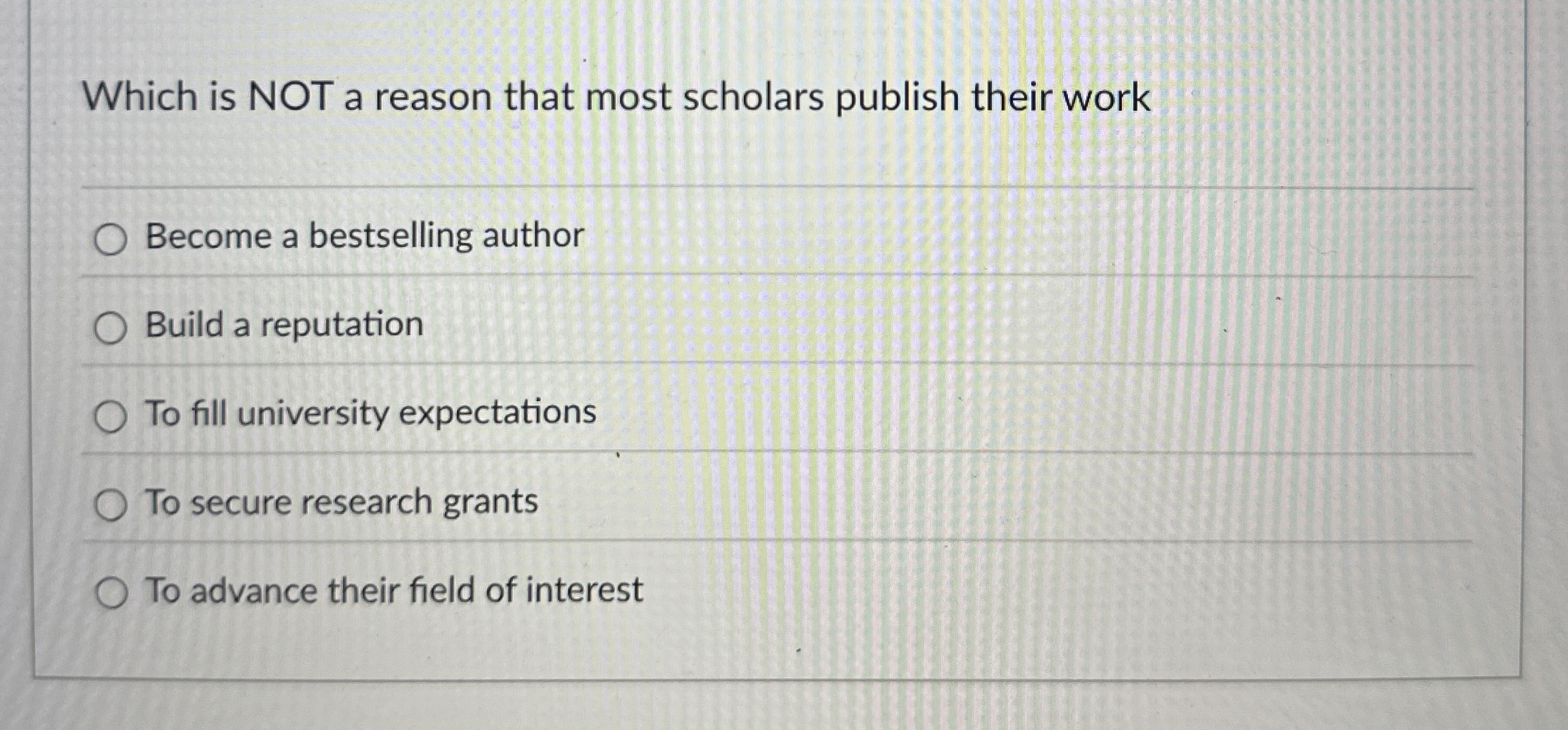 Which is NOT a reason that most scholars publish