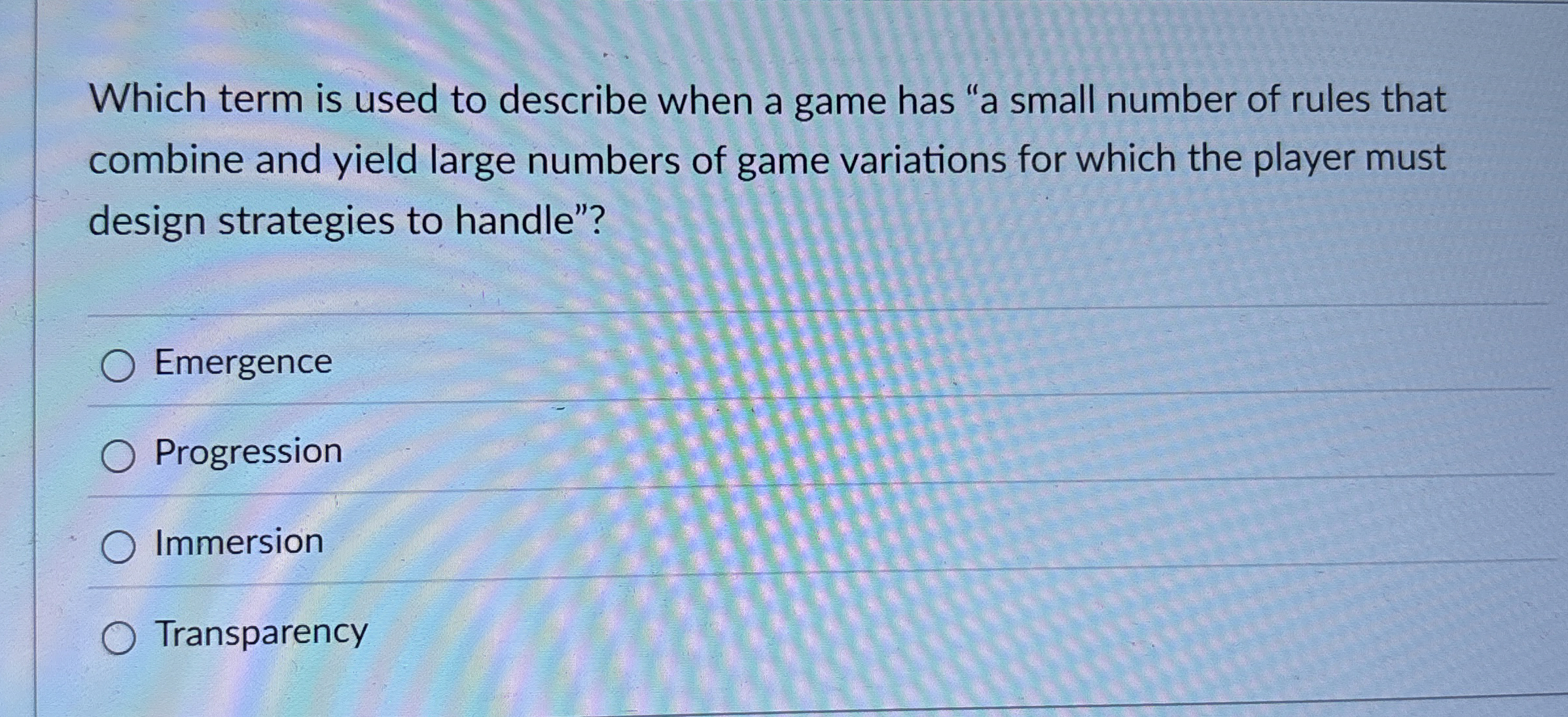 Which term is used to describe when a game has "a