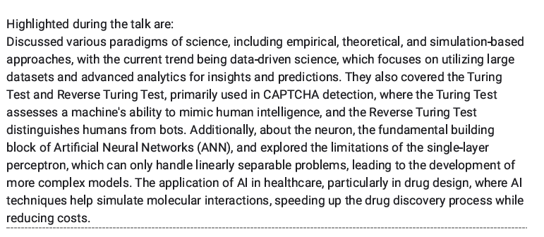 Highlighted during the talk are: Discussed