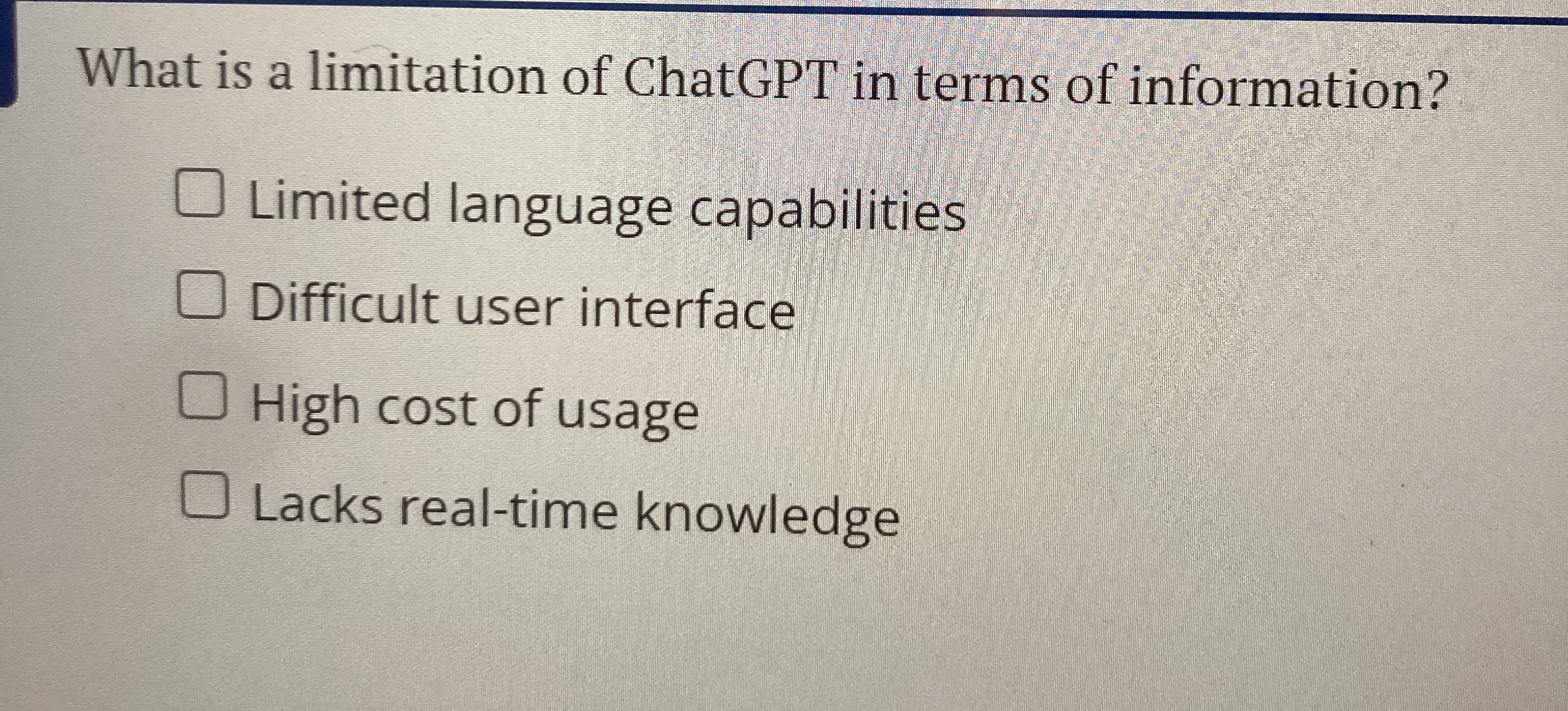What is a limitation of ChatGPT in terms of