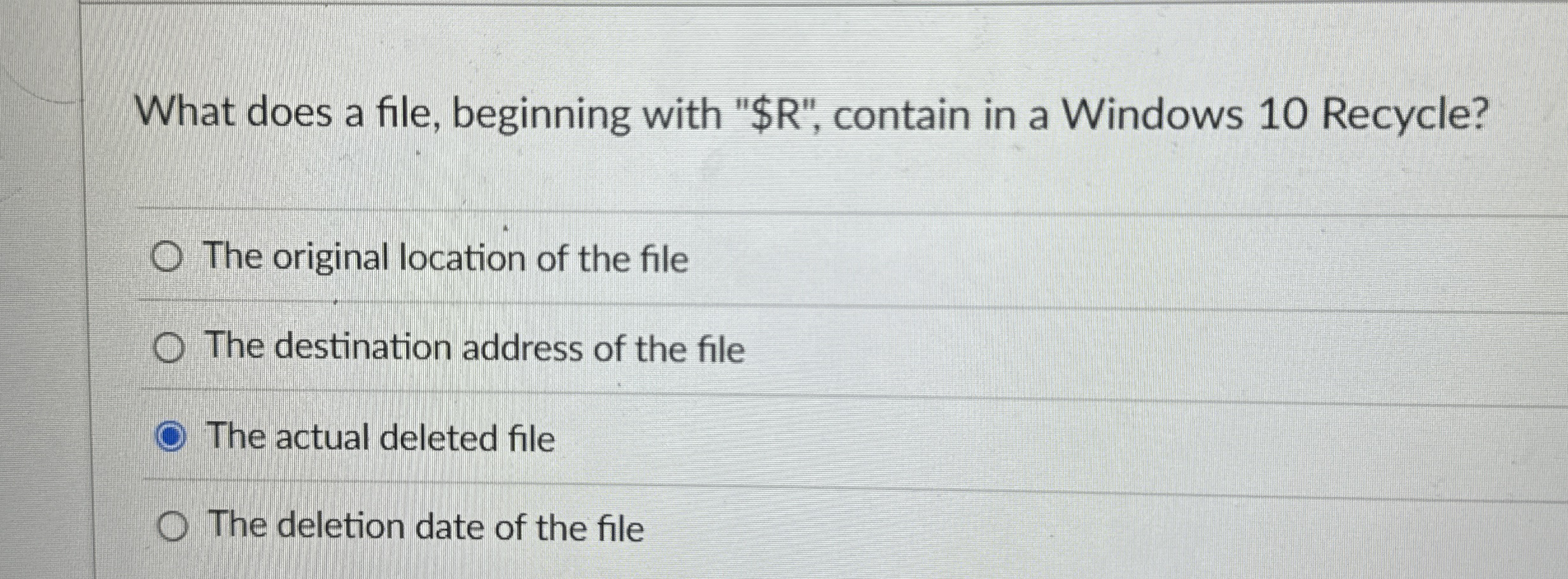 What does a file, beginning with " $ R " ,