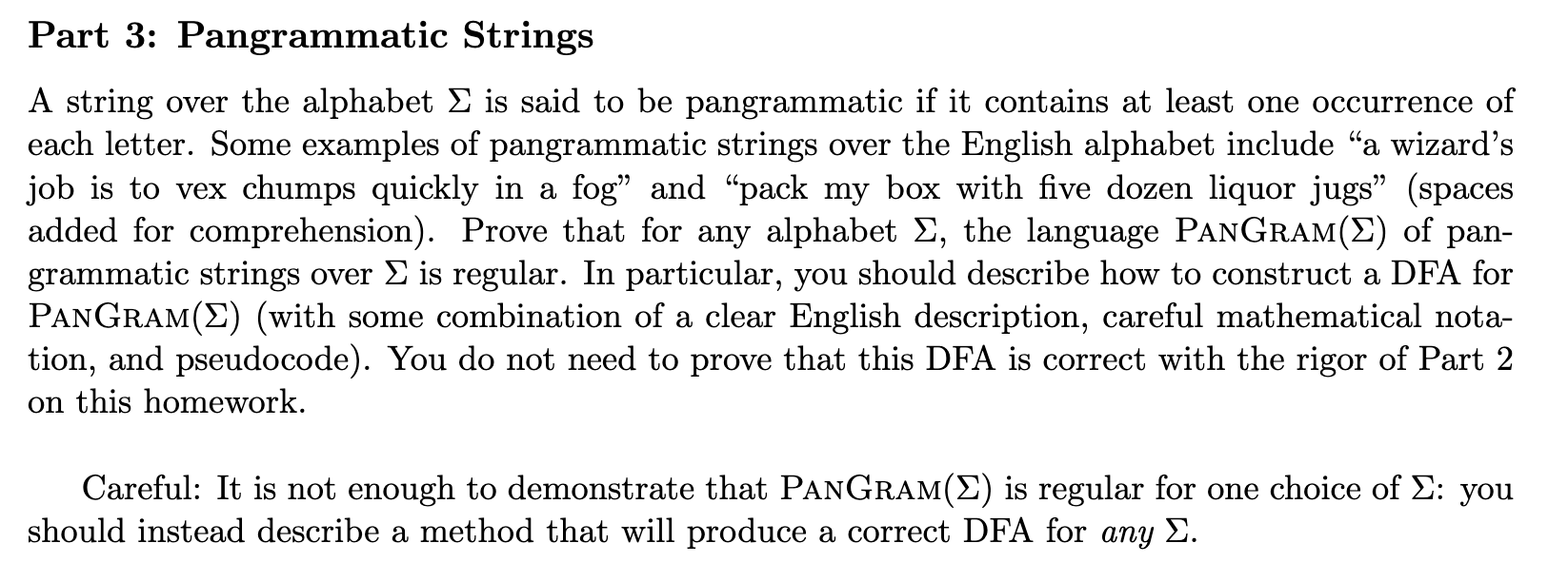 Part 3 : Pangrammatic Strings A string over the