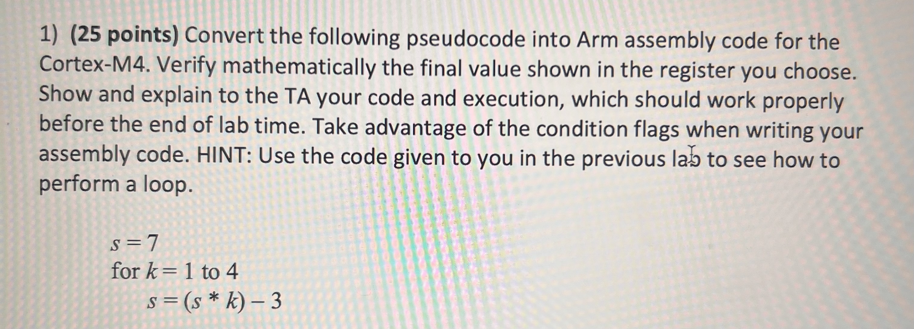 ( 2 5 points ) Convert the following pseudocode