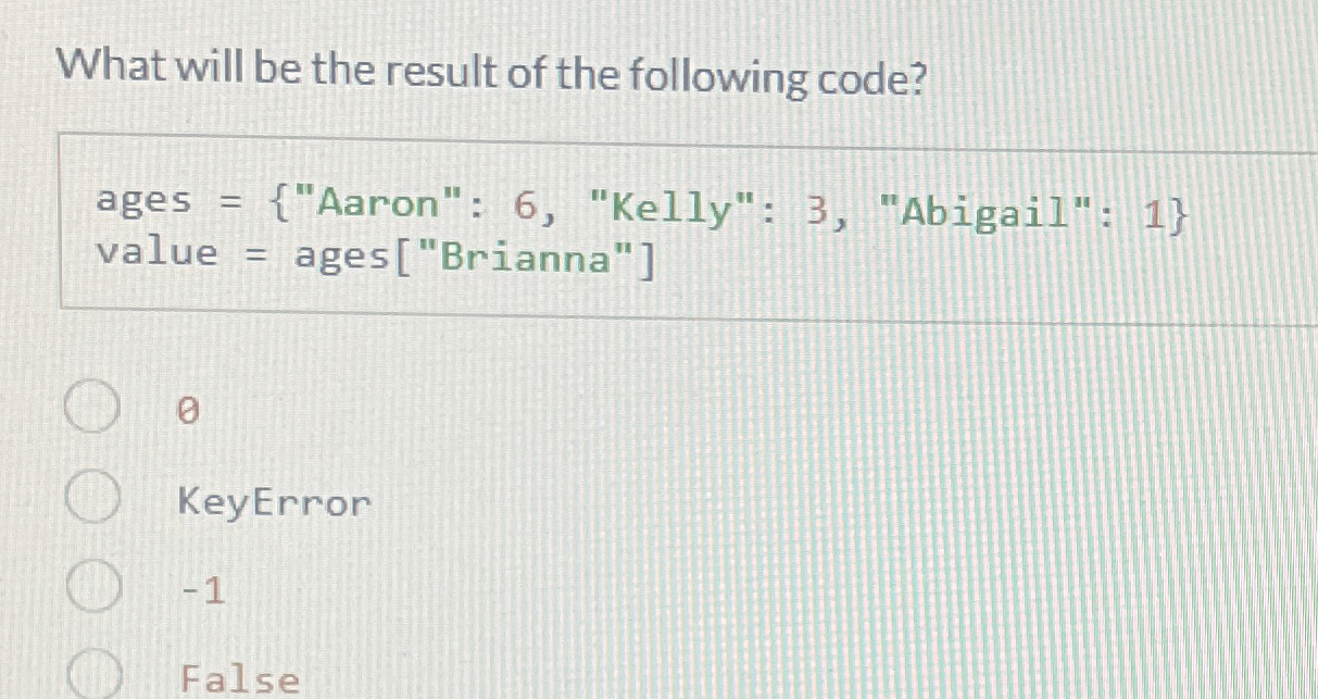 What will be the result of the following code?