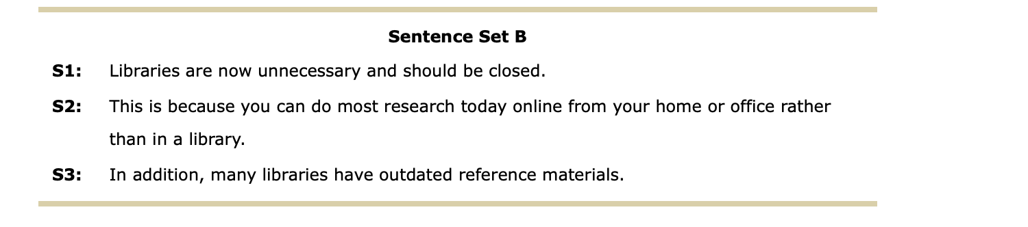 Sentence Set B S 1 : Libraries are now