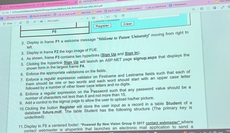 Draw F 6 Register 2 . Display in frame F 1 a