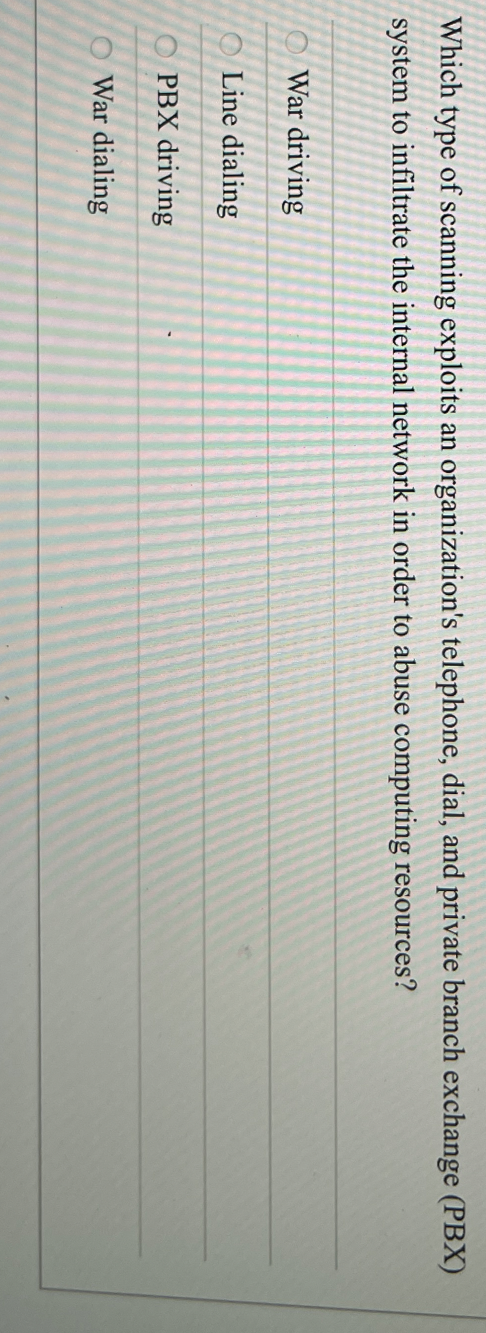 Which type of scanning exploits an organization's