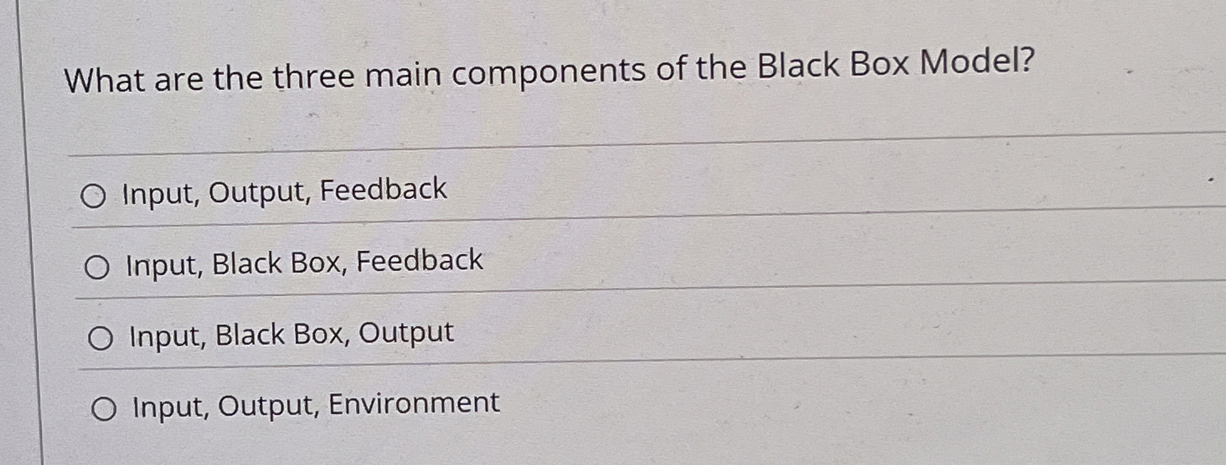 What are the three main components of the Black