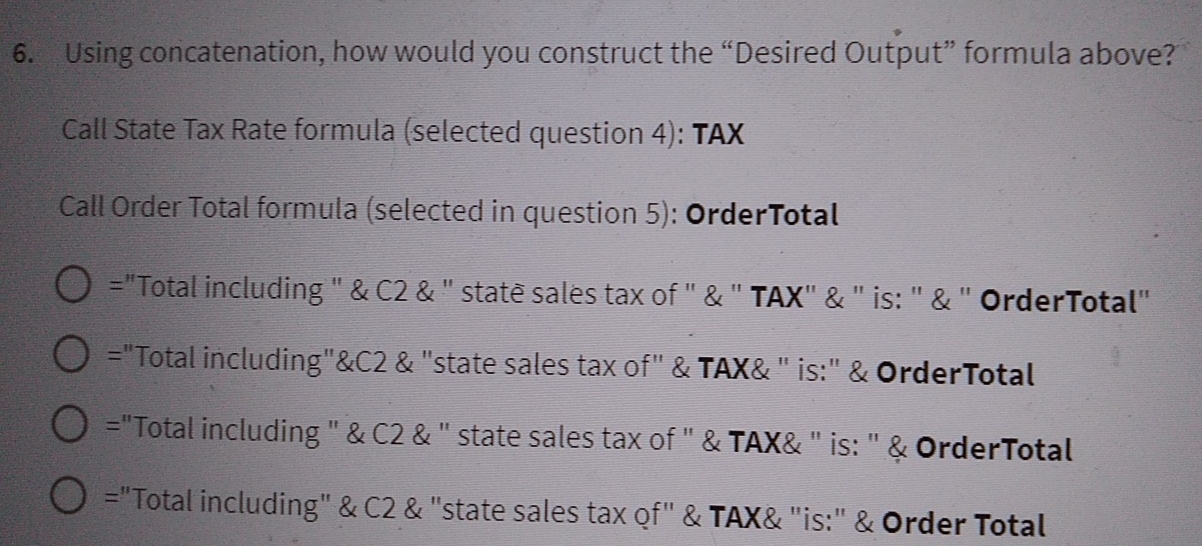 Using concatenation, how would you construct the