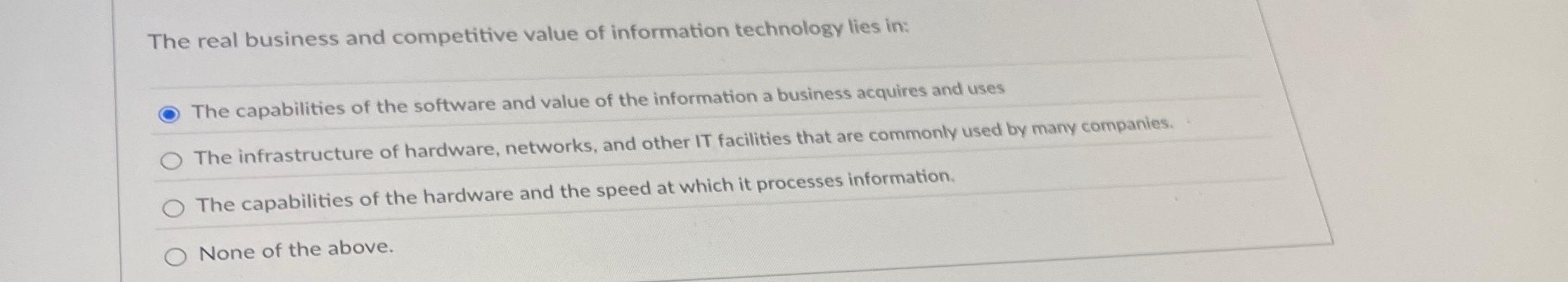 The real business and competitive value of