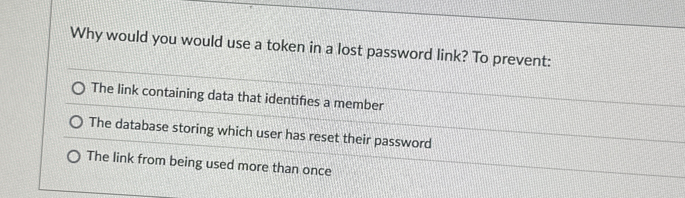 PHP - Why would you would use a token in a lost