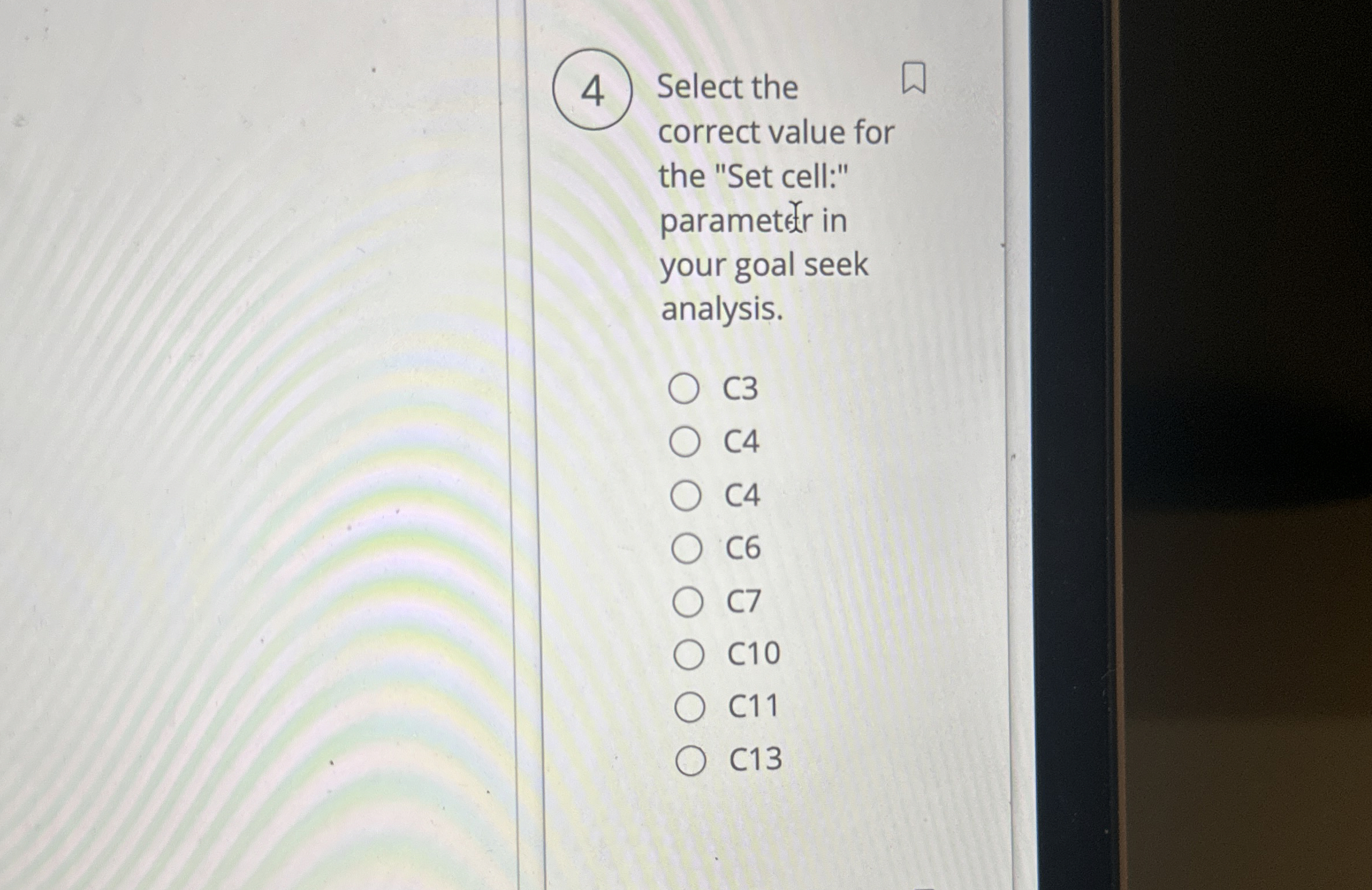 4 Select the correct value for the "Set cell:"