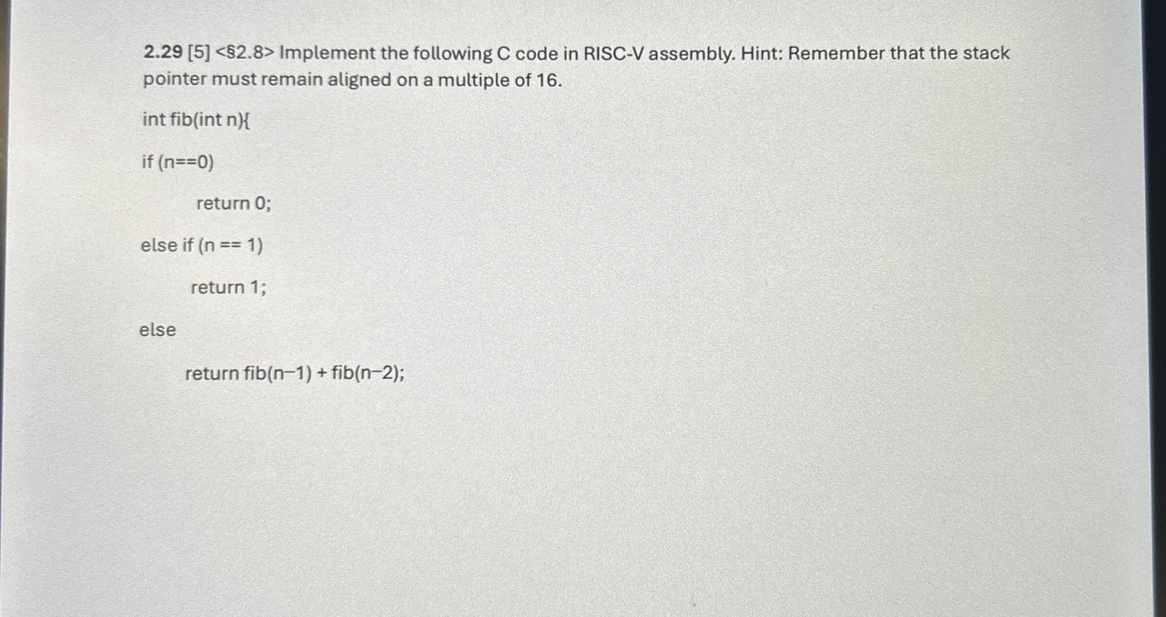 2 . 2 9 [ 5 ] < $ 2 . 8 > Implement the following